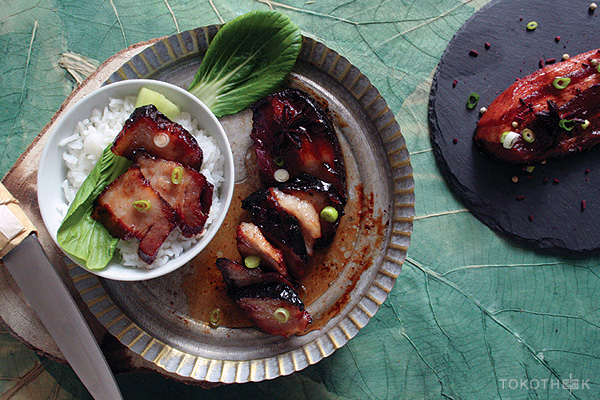 char siu chinees geroosterd rood varkensvlees op tokotheek
